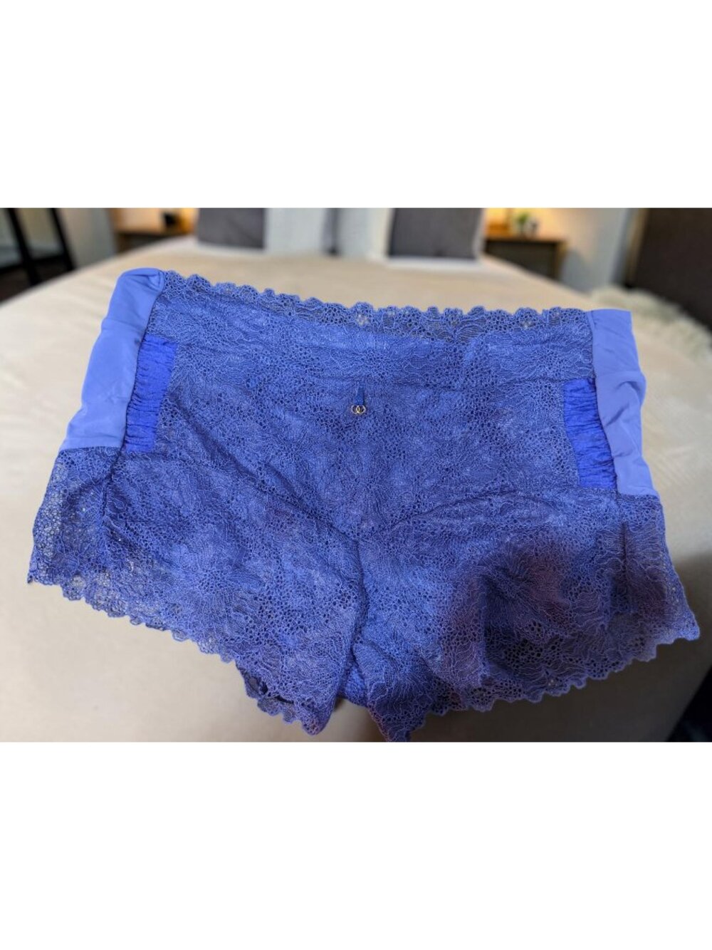 Bradelis New York Womens Blue Lace Boyshort Panties Small New Without Tags!!